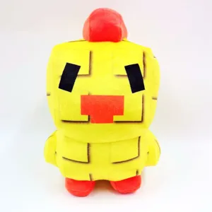 Simpatico peluche di pollo a blocchi pixelizzati giallo morbida bambola regalo decorazione