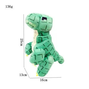 Simpatico dinosauro di peluche stile pixel verde bambola di stoffa morbida regalo 25cm