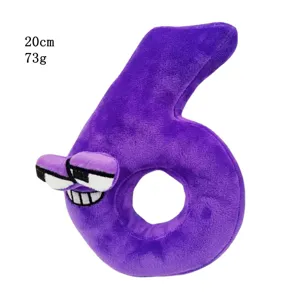 Niedliches lila Nummer 6 Plueschtier, weiche Cartoon Stoffspuppe fuer Kinder und Dekoration.