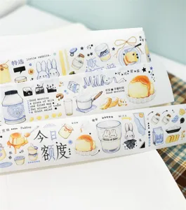 Cute milk and rabbit washi tape PET decorative stickers for journal scrapbooking diy crafts