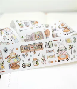 Niedliches Hasen Handwerk PET Washi Tape Detail, perfekt für Tagebuch Dekoration und DIY.