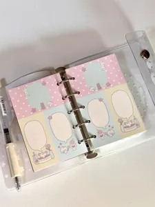 Cute original summer festival M5 planner inner pages, pink polka dot memo refill pad.
