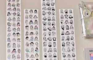 Cute cartoon character sticker rolls, original design aesthetic journaling planner stickers.