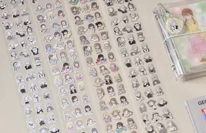 Detailed view of the cute Q-version character sticker roll with various lovely illustration designs.