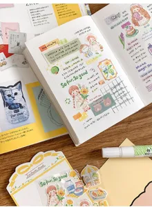 Cute watercolor hand-drawn planner stickers for bullet journal DIY decoration and scrapbooking.