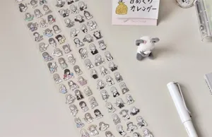 Cute chibi anime character sticker rolls for journaling, DIY scrapbooking and planners.