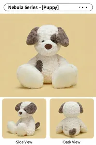 Cute plush dog toy, soft fluffy puppy stuffed doll, perfect gift for girlfriend and kids.