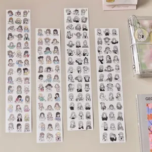 Cute Q-version character sticker roll, original design aesthetic planner die-cut stickers for crafts.