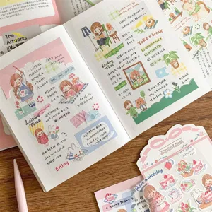 Cute original hand-painted decorative stickers set for journal and diary DIY crafting.