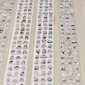 Cute Q-version character sticker rolls, original design illustrated planner stickers for DIY crafts.