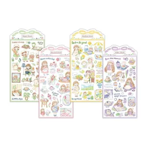 Cute aesthetic journal stickers set pastel Japanese watercolor planner DIY scrapbook decor
