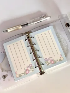 Cute M5 planner refill paper with sweet summer festival illustration and blue lines for journals.