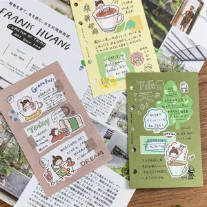 Schattige decoratieve briefpapierstickers en notitieblokset in Japanse stijl voor dagboeken.