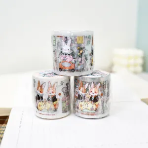 Dekoratives Washi Tape PET Aufkleber Rolle Süßes Kaninchen Handwerk Werkstatt Scrapbook Journal DIY Schreibwaren
