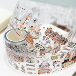 Süße Kaninchen Handwerk Workshop PET Washi Tape für Journaling und DIY Basteln