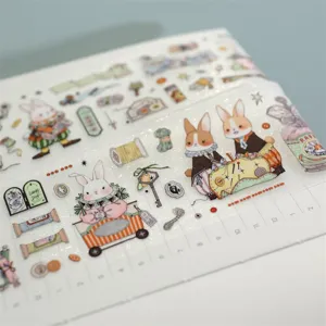Niedliches Hasen Handwerk Motiv PET Washi Tape fuer Tagebuch Scrapbooking und Basteln.