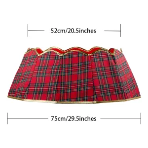 Jupe de sapin de Noel carreaux rouges decoration maison collier tailles 52cm et 75cm