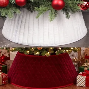 Jupe de collier d'arbre de Noël en peluche velours plissée couverture de base d'arbre