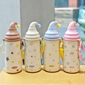 Mug thermos étoile chapeau magique 316 acier inoxydable bouteille d'eau paille étudiant sangle
