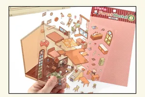 Adorables autocollants de scène DIY en PET décoratifs thème auberge de forêt pour journal créatif.