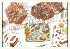 Joli ensemble d'autocollants DIY pour diorama de scène miniature, idéal pour carnet et décoration.