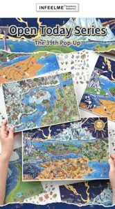 Vue détaillée de stickers paysagers créatifs DIY, parfaits pour la décoration de journaux.