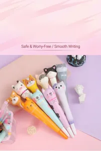 Ensemble de stylo gel de décompression à rebond lent, adorable animal squishy pour étudiants.