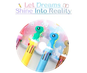 Stylo à bille multicolore mignon dinosaure, 0.5mm rétractable fournitures scolaires papeterie.