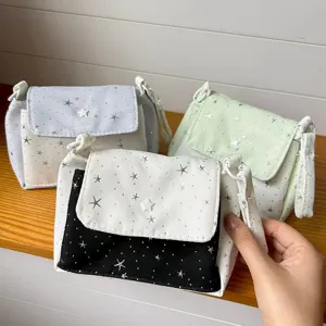 Detailed view of the cute star patterned multi-layer crossbody bag, perfect for daily small items.