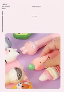 Stylo gel anti-stress mignon à rebond lent avec joli design d'animal de dessin animé
