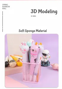 Joli stylo gel de décompression à rebond lent avec design animal en mousse souple pour élèves.