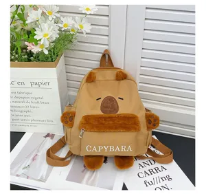 Süßer Capybara Plüsch Rucksack für Alltag und Schule, niedliche Cartoon Freizeittasche.