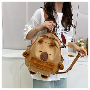 Süßer Cartoon Capybara Rucksack für Schüler und Mädchen, Freizeit Plüsch Daypack.