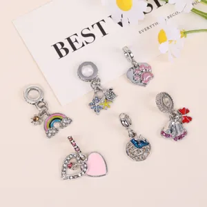 Alloy DIY bracelet charm beads featuring ocean style turtle and rainbow designs for jewelry making.