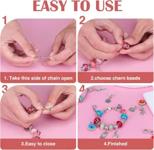 Kit para hacer pulseras de abalorios con cuentas de colores para niños joyería artesanal