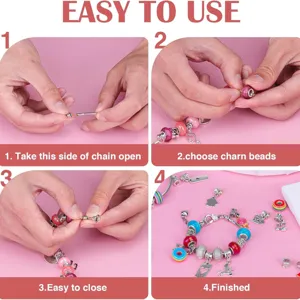 Kit de fabricación de pulseras con dijes DIY para niños con cuentas coloridas para regalos.