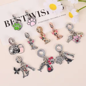 Cat Dog Theme Alloy Charms Cute Paw Print Heart Best Friend Bracelet Jewelry Accessories