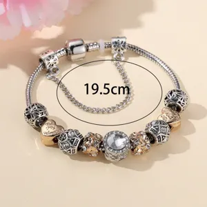 DIY Charm Armband Zinklegering Slangketting Kristal Strass Hart Hanger Mode Sieraden Cadeau Voor Vrouwen Dagelijks