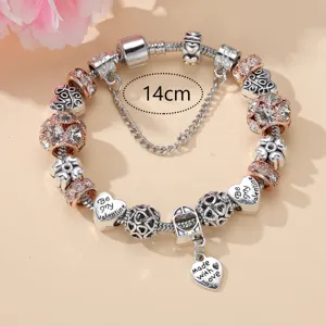 Style Pandora bracelet charms argent or rose cristal cœur mode bijoux cadeau pour femmes