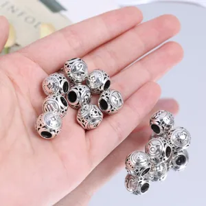 Antique silver zodiac charm beads large hole spacer beads for DIY jewelry making 11mm size