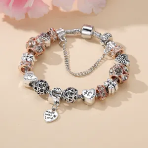 Femme DIY charms bracelet chaîne serpent or rose cristaux perles cœur amour bijou cadeau