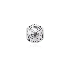Taurus zodiac charm bead antique silver spacer for DIY bracelet necklace 11mm alloy accessory