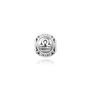 Antique silver Libra zodiac charm bead 11mm DIY alloy spacer pendant for bracelet necklace