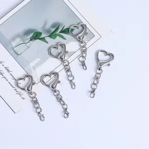 Heart shaped metal keychain clips diy bag chain accessories multi section swivel clasp
