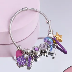 Bracciale Con Ciondoli In Acciaio Inossidabile Con Perline Di Cristallo Strass Stile K-Pop Gioielli Di Moda Regalo Per Donne