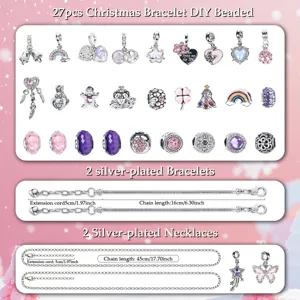 Set di 27 pezzi braccialetto e collana con ciondoli fai da te di Natale per regali.