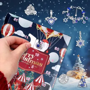 Weihnachten Adventskalender Charm Armband Set mit Kristall Schneefleck Anhänger DIY Geschenke.