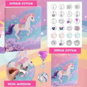 Enfants DIY licorne charmes bracelet calendrier de l'avent ensemble avec perles de cristal