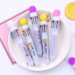 Joli ensemble de stylo à bille 10 couleurs avec recharges colorées et boule pour l'école.
