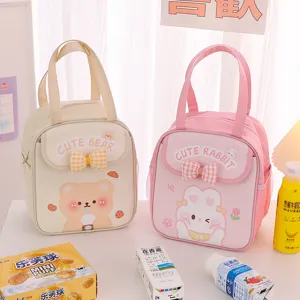 Cute insulated lunch bag for students, large capacity portable bento bag with thick foil.